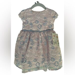 NEW! Mia & Mimi 2pc Pink with Lace Overlay Cap Sleeve Dress & Bloomers